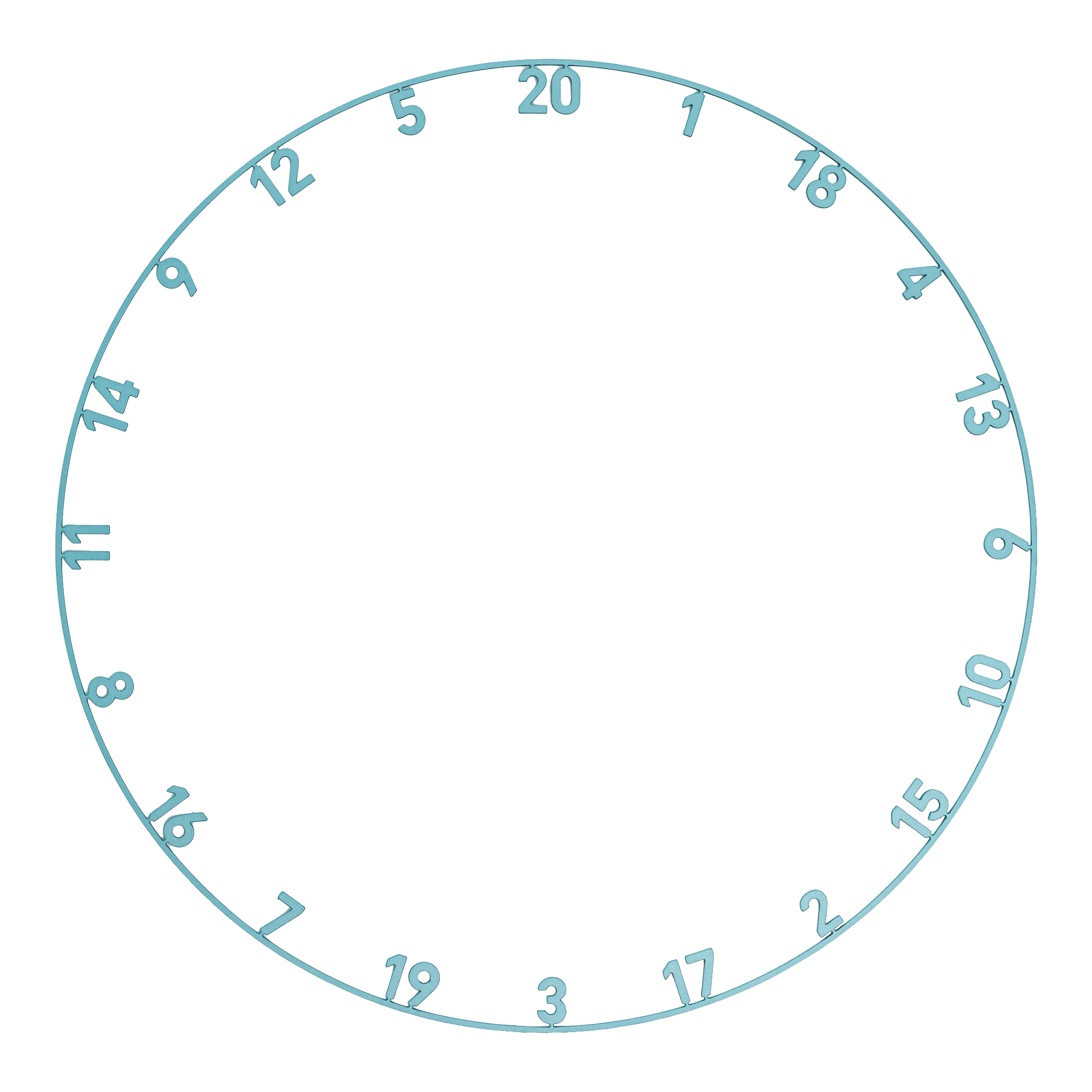 Precieze 180 OnePiece Lasercut Nummerring Das Bild zeigt einen Zahlenring in Infinity Blue mit Lasercut-Design. Der Zahlenring ist für Dartscheiben gedacht.