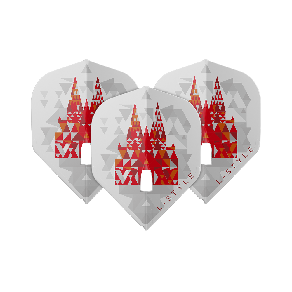 L-Style Florian Hempel Signature V2 L1PRO White Flights auf weißem Hintergrund. Die Flights sind speziell für Darts konzipiert.