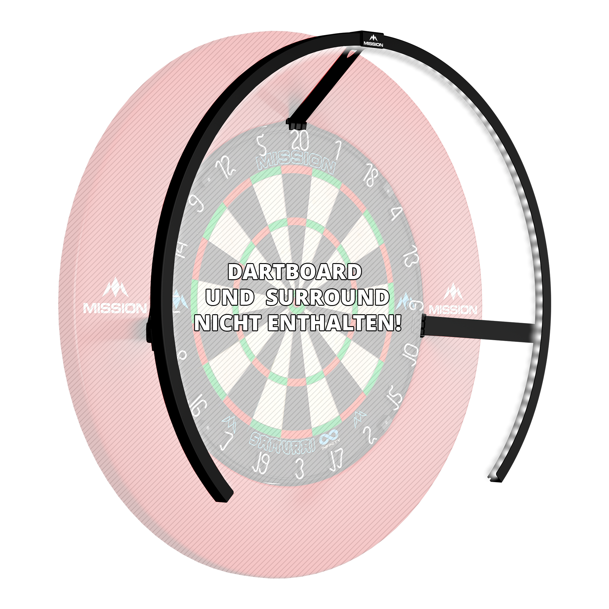 Mission Torus 270 LED Dartbordverlichting - Zwart Gezeigt wird die Mission Torus 270 LED Dartboard Beleuchtung in Schwarz. Das Produkt liefert helles Licht für das Dartboard.