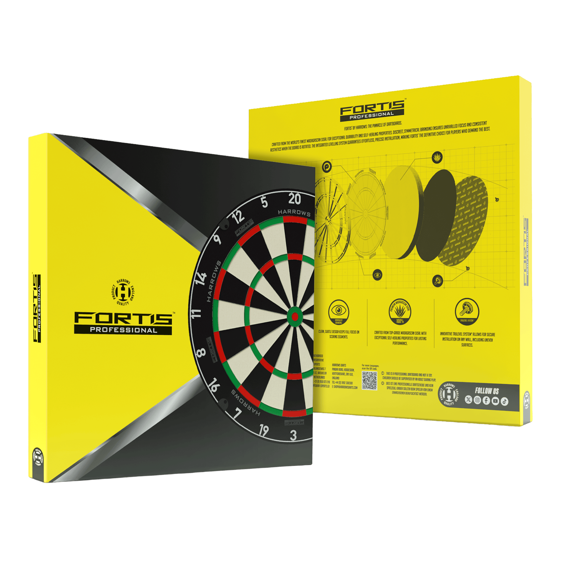 Harrows Fortis stalen dartbord Das Bild zeigt das Produkt Harrows Fortis Steeldartboard. Es handelt sich um ein hochwertiges Dartboard für Steeldarts.