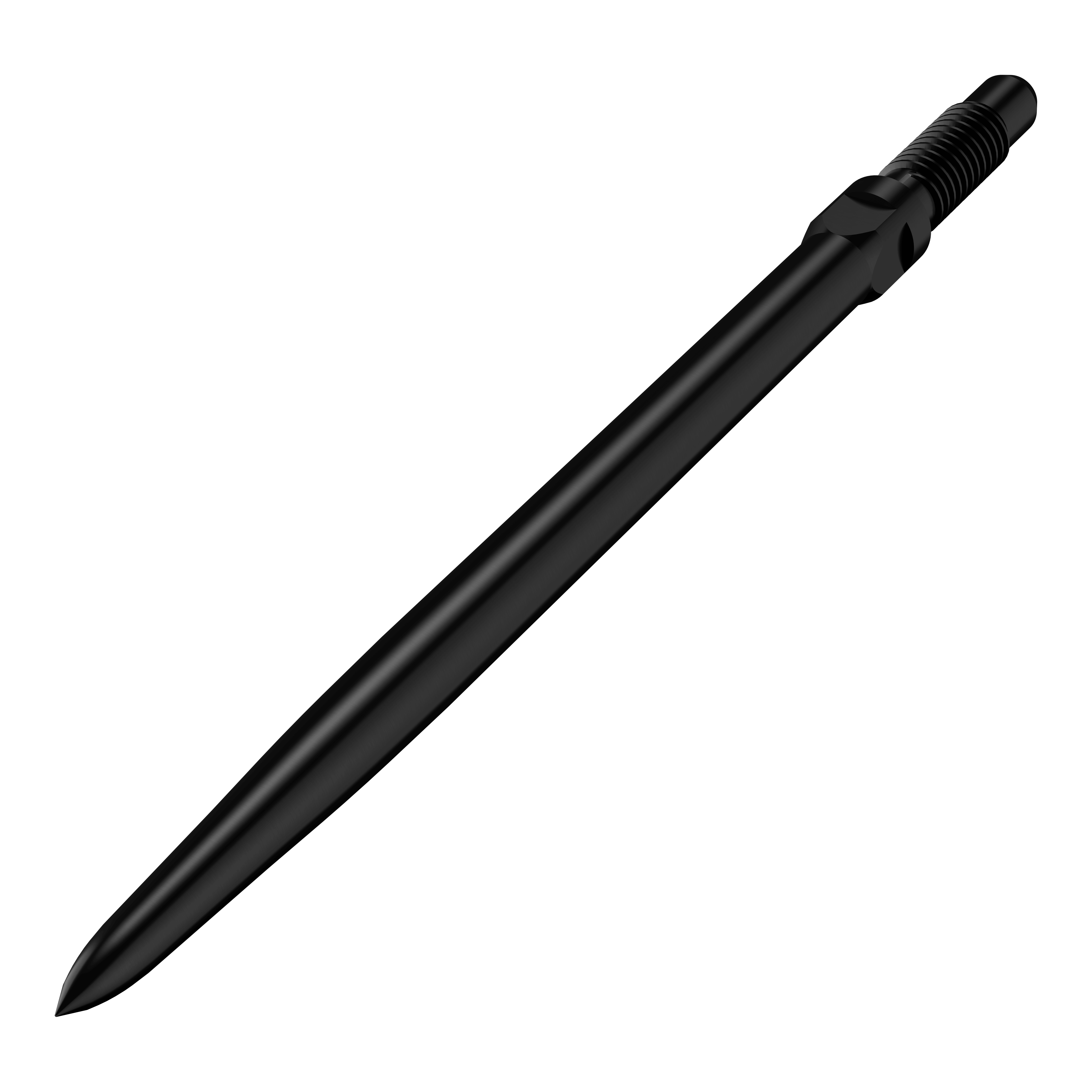 Bulls NL Convertible Point Dart Tips - Glad - Zwart Abgebildet ist ein Produkt mit der Bezeichnung BU57701_BullsNL_Convertible_Points_Smooth_Schwarz_36mm_2. Das Bild zeigt wahrscheinlich eine schwarze, glatte Dartspitze in 36 mm Länge.