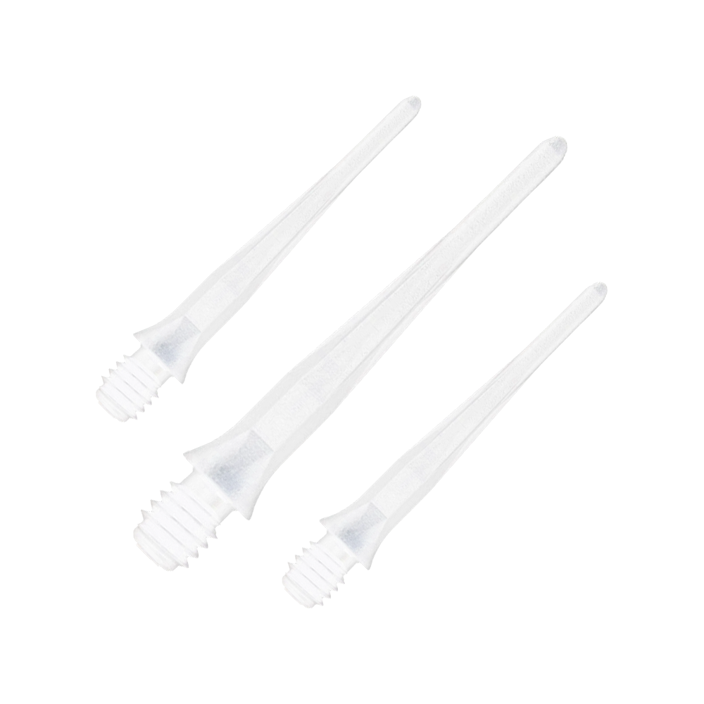 Caliburn 2BA Soft Dart Tips Wit - Verpakking van 50 stuks Abgebildet sind Caliburn 2BA Softdartspitzen in Weiß im 50er Pack. Die Spitzen sind für Softdarts geeignet und in einer Verpackungseinheit dargestellt.