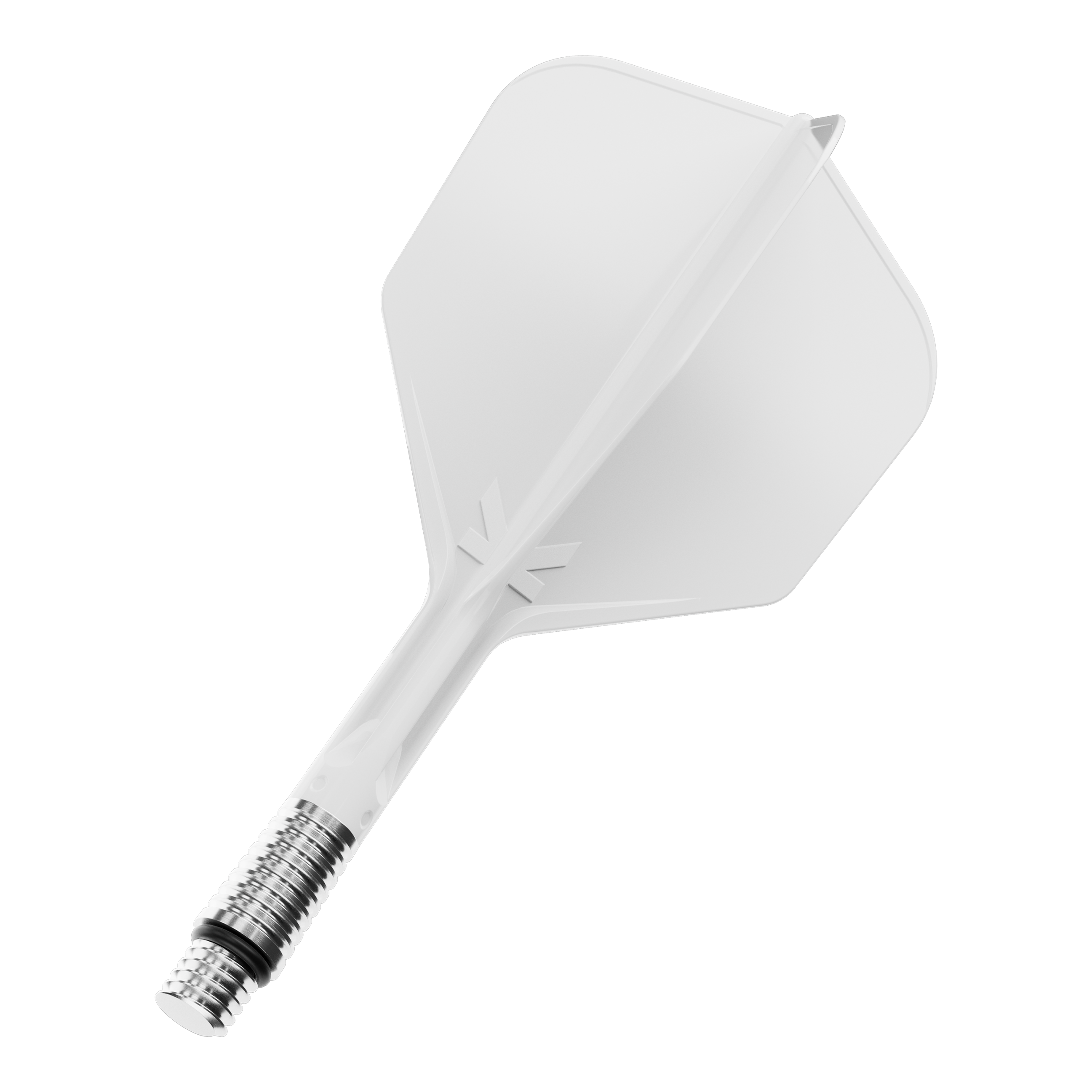 Target K-Shift nr. 6 vluchten - wit Abgebildet ist ein Produkt namens 410541_Target_KShift_No6_Flights_Wei_26mm_1. Es scheint sich um einen einzelnen Dart-Flight zu handeln.