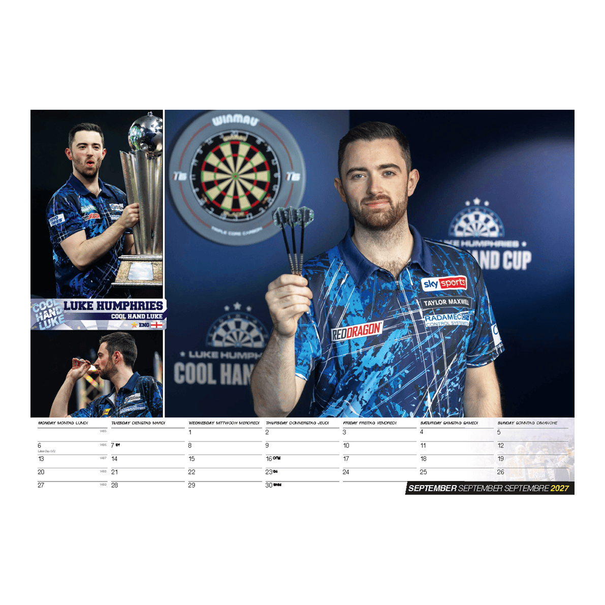 Dartkalender 2027 Das Bild zeigt den Darts Kalender 2027. Es ist ideal für alle, die Darts lieben.
