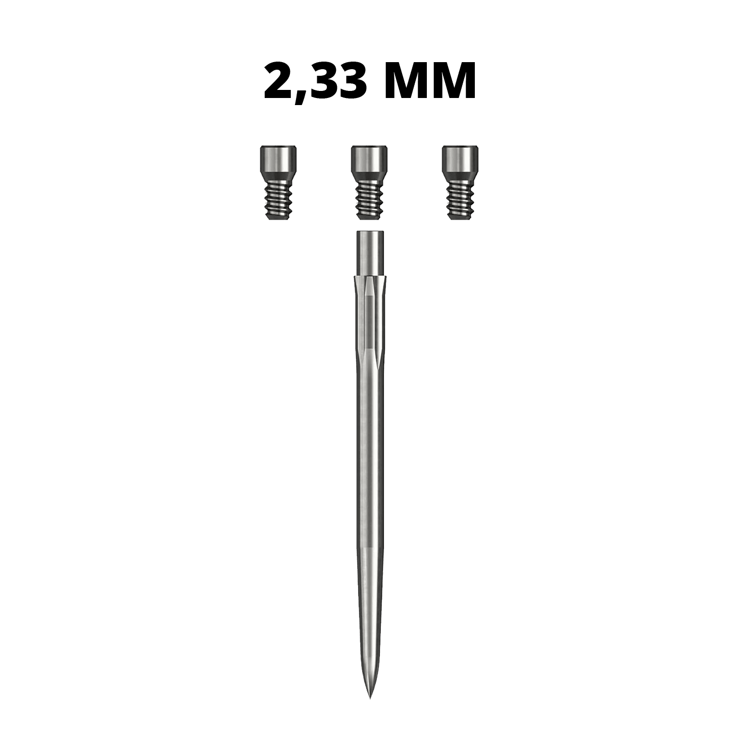 Caliburn-systeemkranen Abgebildet sind Caliburn Evo System Steeldartspitzen vom Typ Spigot, 23,3mm. Diese Spitzen sind speziell für Steeldarts entwickelt.