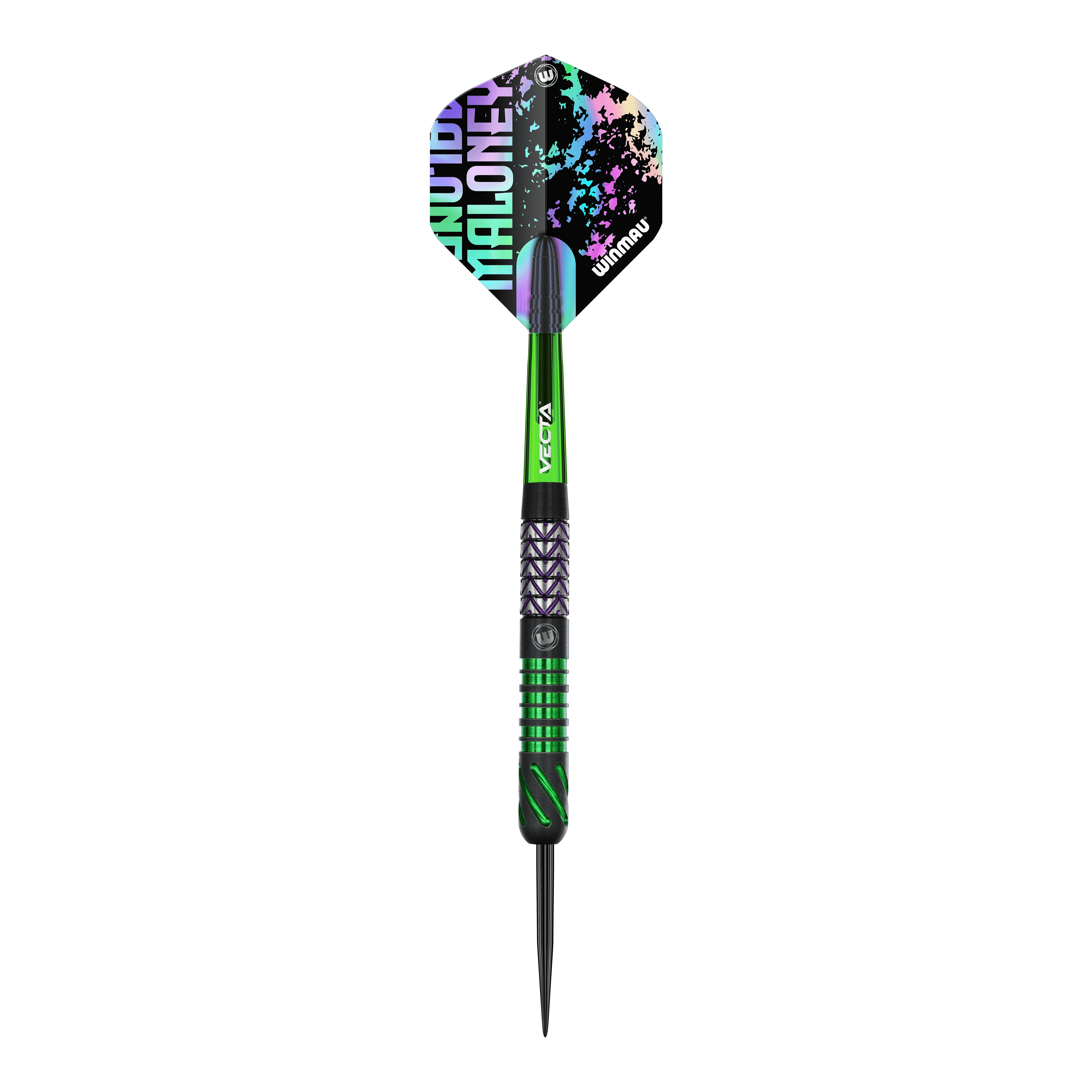 Gezeigt werden die Winmau Mike Maloney Steeldarts. Sie sind ideal für Dart-Wettkämpfe und Hobbyspieler.
