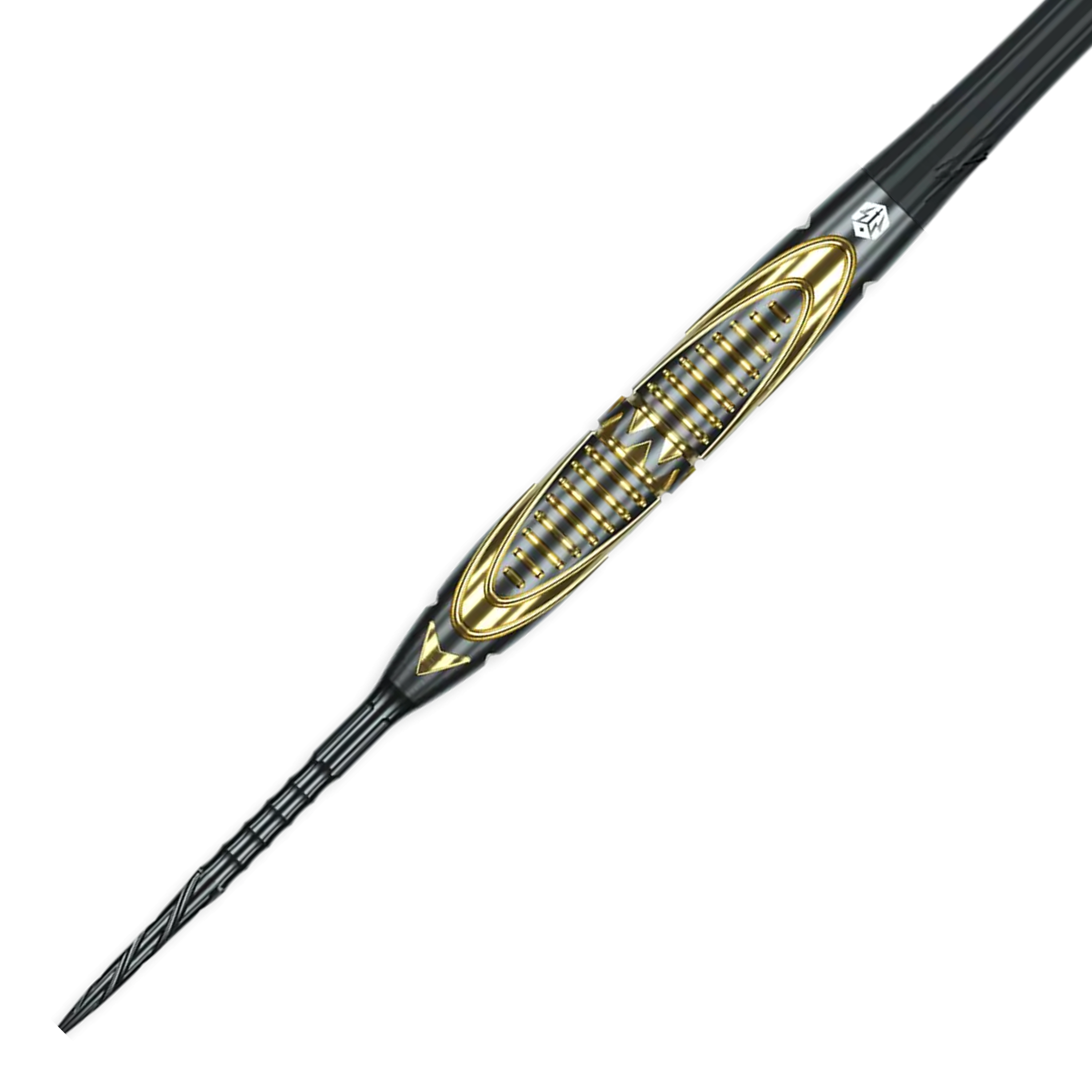 Caliburn Halo H2 stalen dartpijlen - 22,5 g Das Bild zeigt die Caliburn Halo H2 Steeldarts mit einem Gewicht von 22,5g. Die Darts sind detailliert abgebildet.