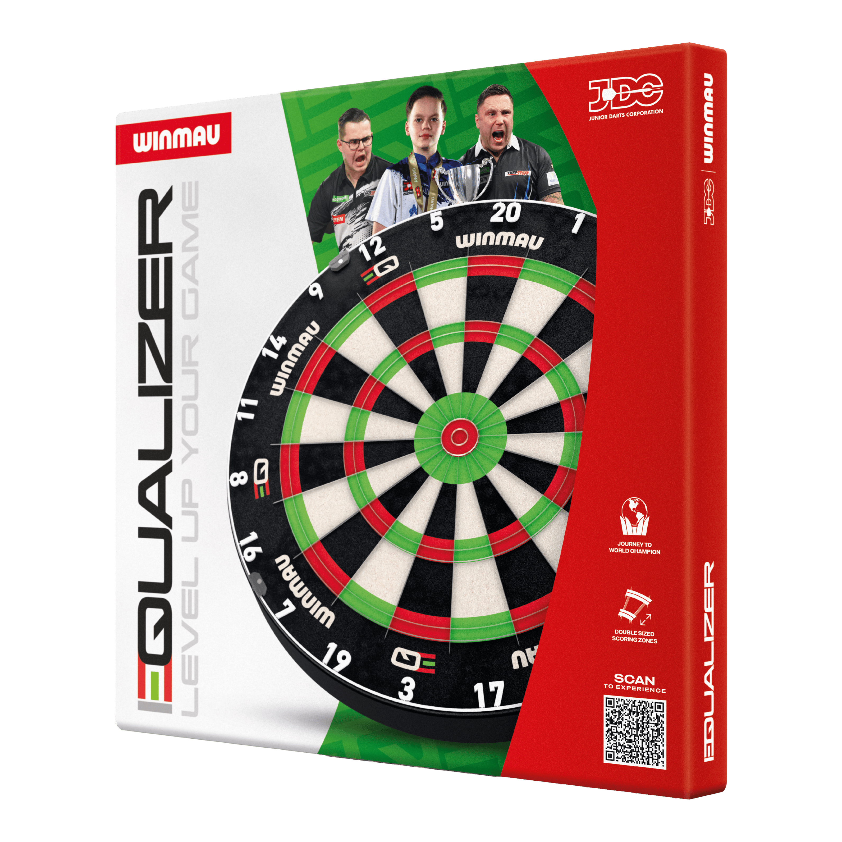Winmau equalizer stalen dartbord Zu sehen ist das Winmau Equalizer Steeldartboard. Es bietet eine robuste Oberfläche für präzises Dartspiel.