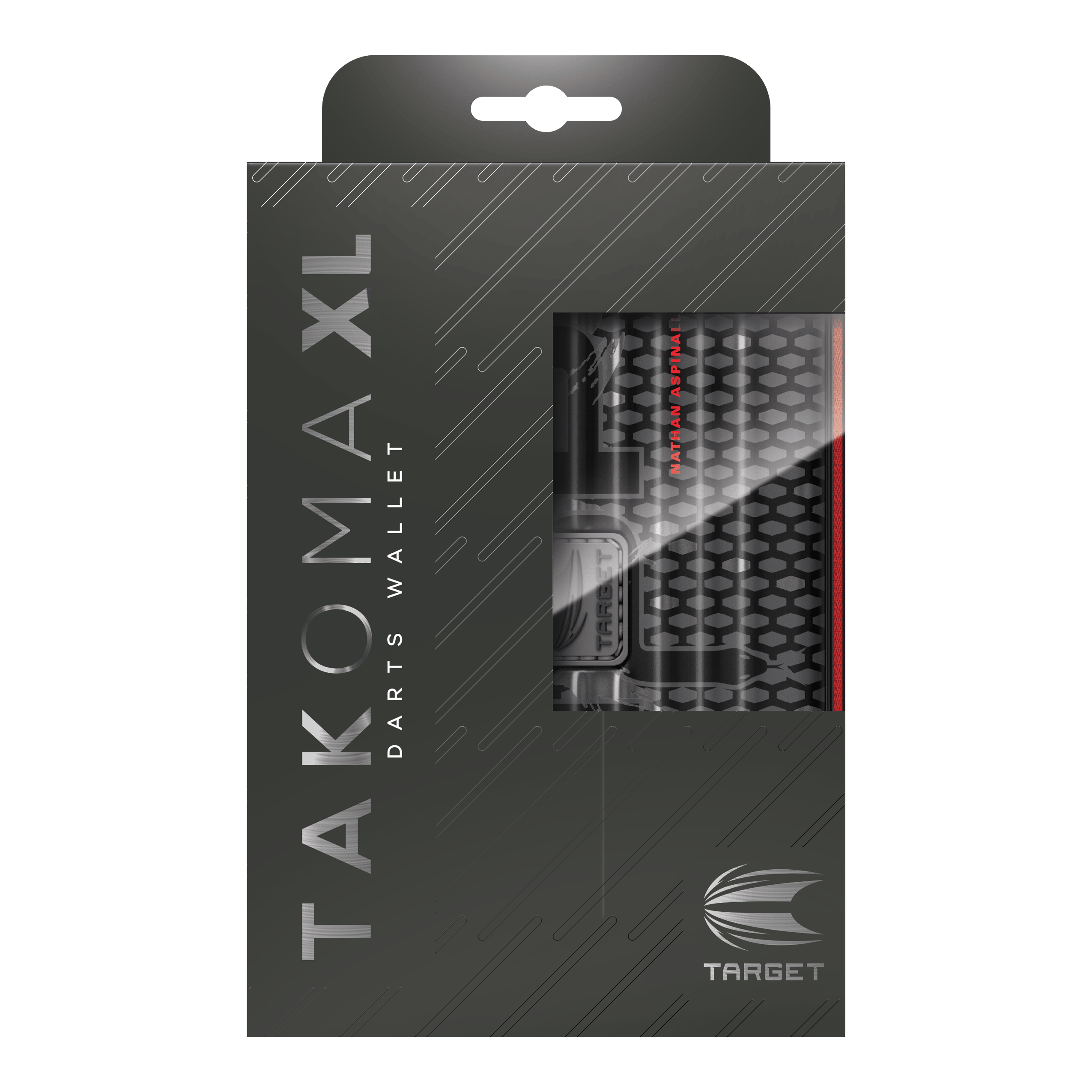 Takoma XL Ghost Series Nathan Aspinall darthoes Das Takoma XL Ghost Series Nathan Aspinall Dartcase ist auf diesem Bild zu sehen. Diese Darttasche schützt Dartpfeile und Zubehör während des Transports.