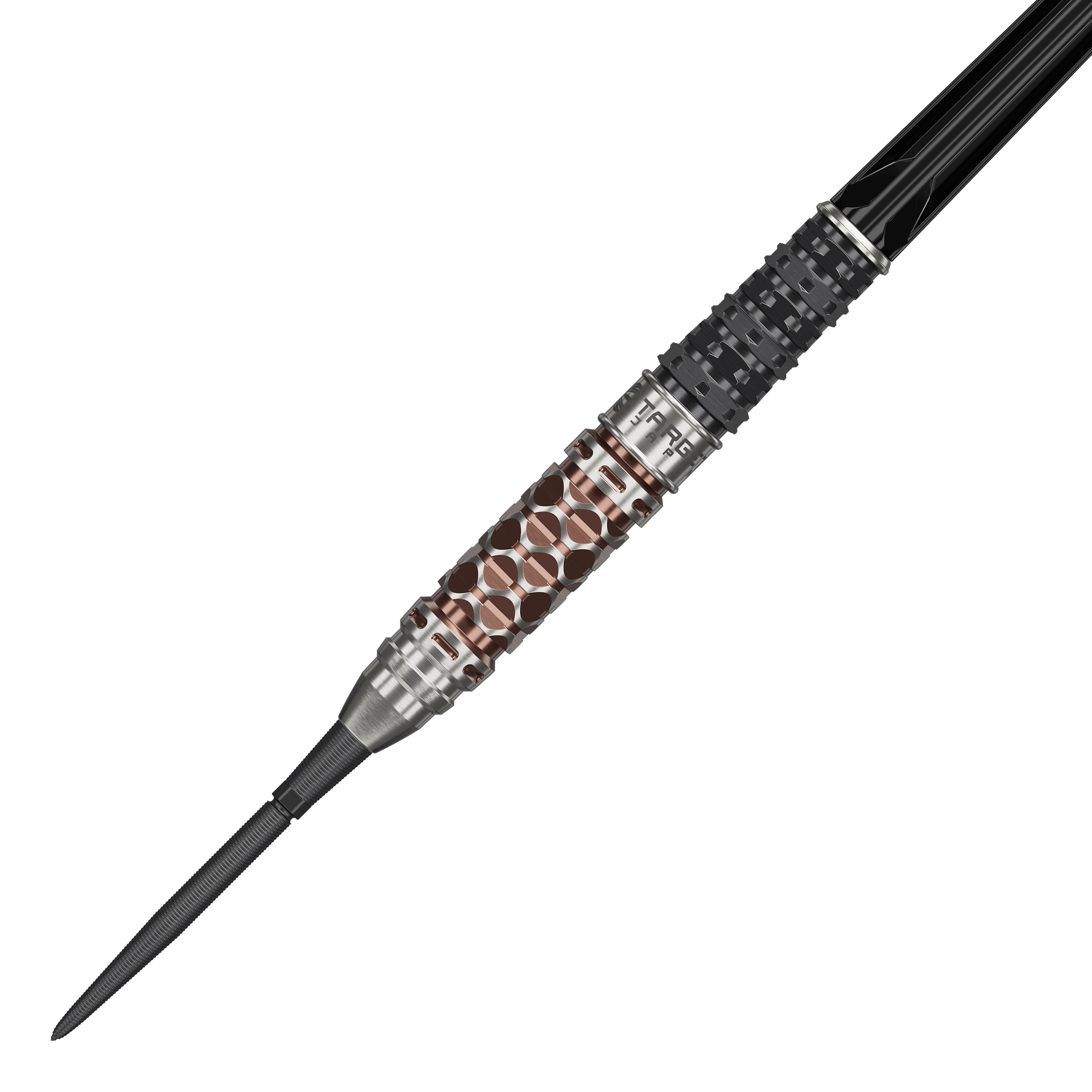 Target Japan Charis GEN6 Swiss Point stalen dartpijlen - 23 g Abgebildet sind die Target Japan Charis GEN6 Swiss Point Steeldarts - 23g. Die spezielle Form und die Details der Darts sind gut zu erkennen.