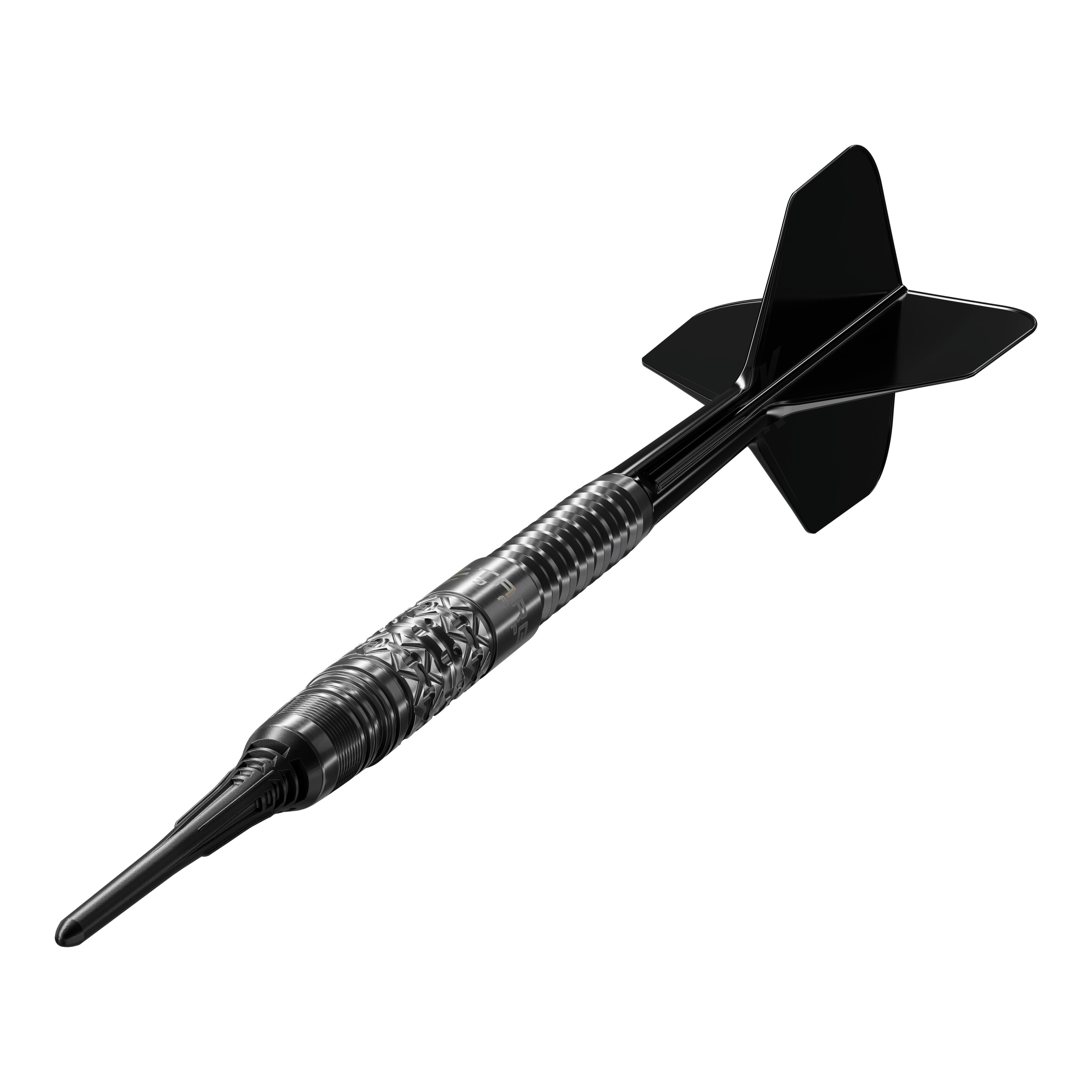 Target Black Marque Creed Soft Darts - 21,5 g Das Bild zeigt die Target Black Marque Creed Softdarts mit einem Gewicht von 21,5g. Diese Softdarts sind stilvoll und ideal für Dartspieler.