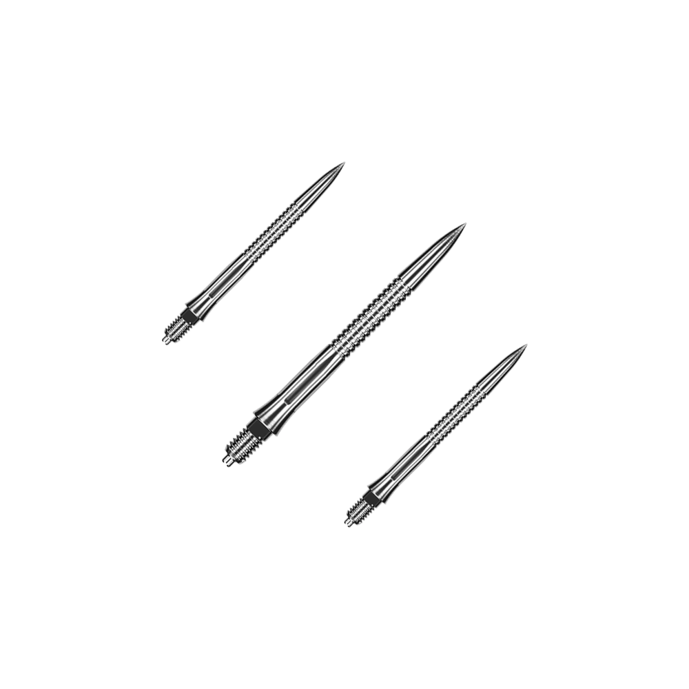 Caliburn EZ-EVO dartpunten - Gegroefd - Zilver Dargestellt ist ein Set von gerillten, silbernen Dartspitzen mit einer Länge von 28 mm. Das Set eignet sich besonders für Dartspieler, die Wert auf Präzision legen.