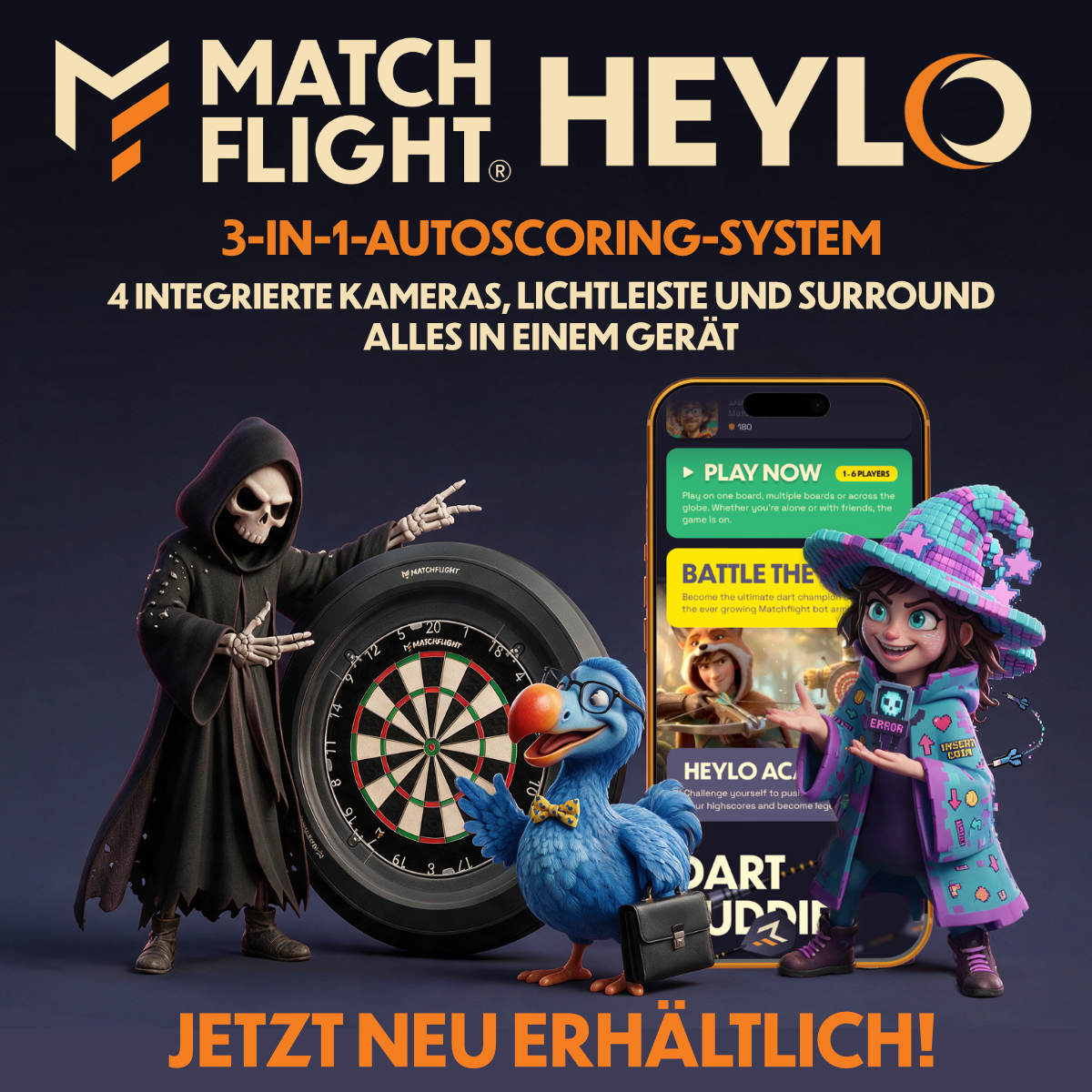 Hier ist ein Set Matchflights zu sehen. Die Flights haben ein besonderes Motiv aufgedruckt.