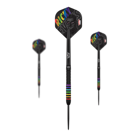 Bulls NL Ricky Evans Rapid 95 stalen dartpijlen Hier sieht man das Set Bulls NL Ricky Evans Rapid 95 Steeldarts mit 23g. Mehrere Darts sind als Set zusammen abgebildet.