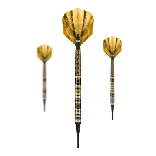 Shot Alchemy Auro Softdarts - 20 g Abgebildet sind die Shot Alchemy Auro Softdarts mit 20g Gewicht. Der Fokus liegt auf dem Design und der Verarbeitung der Softdarts.