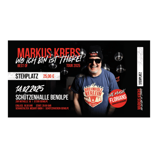 Eintrittskarte Markus Krebs - Wo ich bin ist Theke - 14.02.25 - Stehplatz