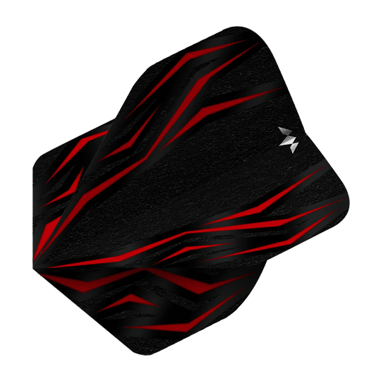 Mission Lava Red nr. 6 vluchten Auf dem Bild ist das Produkt Mission Lava Red No6 Flights zu sehen. Es handelt sich um rote Flights für Darts.