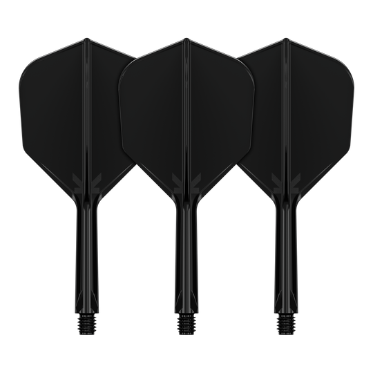 Zu sehen ist das Flight-System Target K-Flex No6 in Schwarz mit einer Länge von 26 mm. Es handelt sich um ein Zubehör für Dartpfeile.