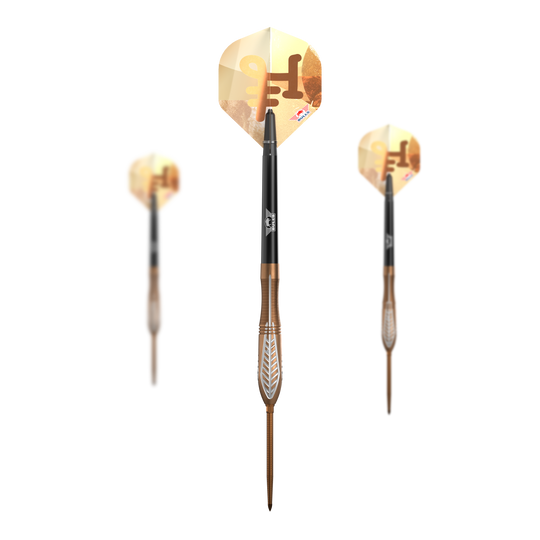 Bulls NL Bronzo Nova Convertible Point stalen dartpijlen Abgebildet ist das Set Bulls NL Bronzo Nova Convertible Point Steeldarts. Mehrere Darts sind enthalten.