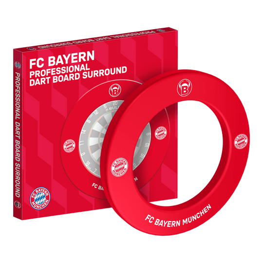 Bulls FC Bayern München Premium dartbordrand Abgebildet ist das Bulls FC Bayern München Premium Dartboard Surround. Die Dartboard-Umrandung ist im Stil des FC Bayern München gestaltet.