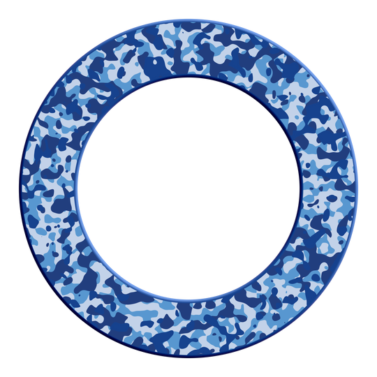 Abbildung des DBS-CAMO6 McDart Camo Dartboard Surround in Marine-Blau. Es wird verwendet, um das Dartboard zu umranden und zu schützen.