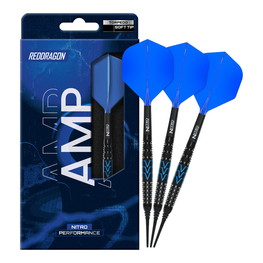 Red Dragon Amp Torpedo Soft Darts - 22 g Gezeigt wird ein vollständiger Satz Red Dragon Amp Torpedo Softdarts mit 22g. Das Set eignet sich für das Softdartspiel.
