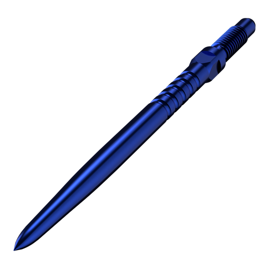 Bulls NL Convertible Point Dart Tips - Ringvormige Grip - Blauw Das Bild zeigt ein Produkt namens BU57713_BullsNL_Convertible_Points_RingedGrip_Blau_32mm_2. Vermutlich ist es ein blauer Dartspitze mit Ringed Grip und 32mm Länge.