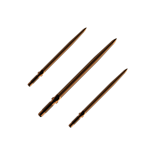 Bulls NL Convertible Point Dart Tips - Micro Grip - Brons Das Bild zeigt einen Dartspitzen-Satz mit MicroGrip in Bronze. Die Spitzen sind 32mm lang.
