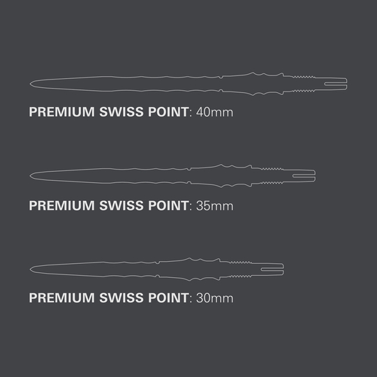 Target Japan Premium Swiss Point Steel Dartpunten - Zwart Zu sehen sind die Target Japan Premium Swiss Point Steldartspitzen - Schwarz. Die Dartspitzen sind in einem modernen schwarzen Design gehalten.