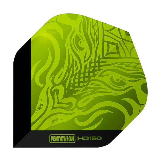 Pentatlon HD150 Metallic Green Standaardvluchten Hier ist ein einzelner Pentathlon HD150 Metallic Standard Flight zu sehen. Die Oberfläche wirkt strukturiert.