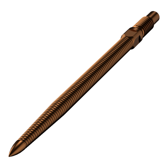 Bulls NL Convertible Point Dart Tips - Micro Grip - Brons Abgebildet ist eine einzelne Dartspitze mit MicroGrip in Bronze. Die Länge der Spitze beträgt 32mm.