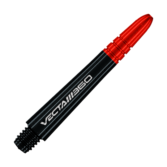 Winmau Vecta Blade 360 shafts - zwart Das Bild zeigt Winmau Vecta Blade360 Shafts in Schwarz mit einer Länge von 40 mm. Die Shafts werden aus einer anderen Perspektive präsentiert.