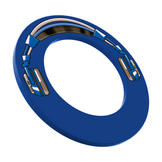 McDart Stereo Dartbord-surround Dieses Bild zeigt ein MSF-J4 McDart Stereo Dartboard Surround in Blau. Das Surround ist kreisförmig und eignet sich zum Schutz der Wand beim Dartspielen.