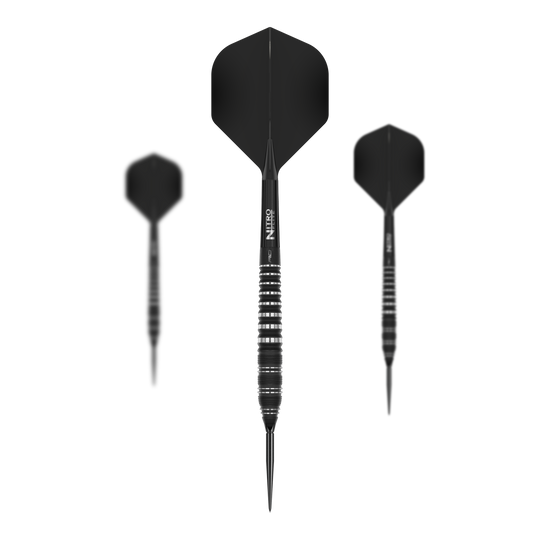 Red Dragon Sable Torpedo Switch Point Stalen Darts Dieses Bild zeigt die Red Dragon Sable Torpedo Switch Point Steeldarts. Drei Darts sind nebeneinander angeordnet und deutlich sichtbar.