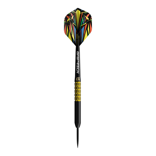 GOAT Athlete gele wolfraamstalen dartpijlen Zu sehen ist ein gelber Tungsten-Steeldart. Die Bezeichnung im Dateinamen lautet 'GD7000770 GOAT Athlete Yellow Tungsten Steeldarts 1'.