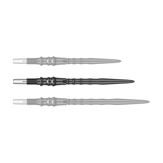 Target Japan Premium Swiss Point Steel Dartpunten - Zwart Abgebildet sind schwarze Steeldartspitzen, SwissPoint, 35 mm von Target Japan Premium. Das Bild zeigt die Dartspitzen im Detail.