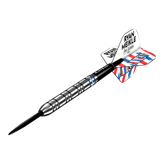 Missie Ryan Meikle The Barber Steeldarts - 23g Das Bild zeigt die Mission Ryan Meikle The Barber Steeldarts - 23g. Es handelt sich um professionelle Steeldarts mit hoher Genauigkeit.