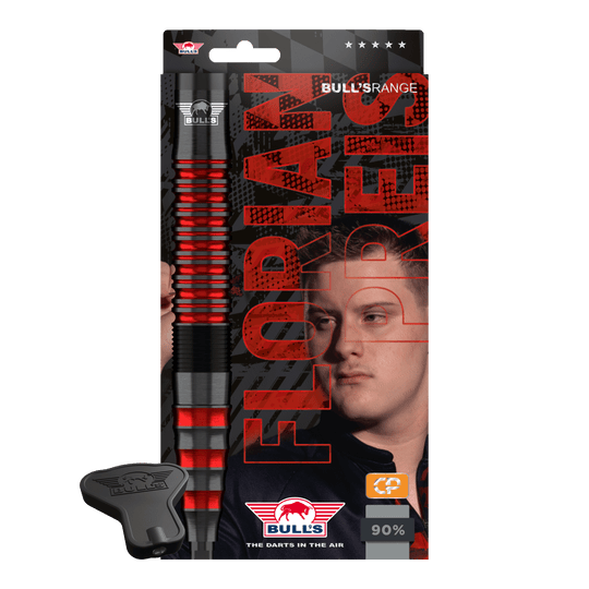 Bulls NL Florian Price 90 Convertible Point Steeldarts Zu sehen sind Bulls NL Florian Preis 90 Convertible Point Steeldarts. Das Set enthält mehrere Darts.