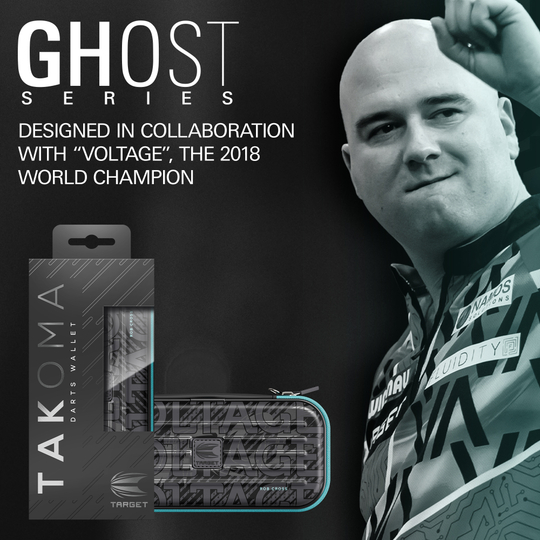 Takoma Ghost Series Rob Cross dartkoffer Dieses Foto zeigt das Takoma Ghost Series Rob Cross Dartcase. Es bietet sicheren Schutz für Ihre Darts im Stil von Rob Cross.