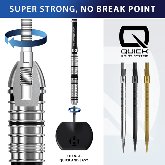Harrows Quick Point Micro Ridge Dart Tips - Zwart Zu sehen sind Harrows Quick Point Micro Ridge Dartspitzen in Schwarz. Sie bieten eine spezielle Riffelung für einen festen Halt im Dart.