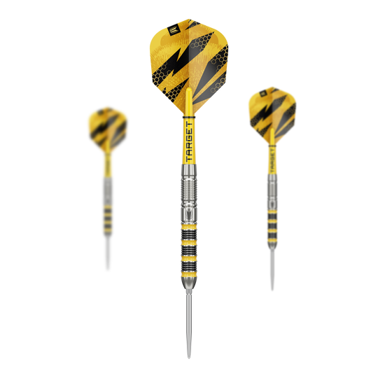 Target Buzz 01 Swiss Points stalen dartpijlen Abgebildet sind die Target Buzz 01 Swiss Points Steeldarts. Diese Darts sind robust und präzise gefertigt.