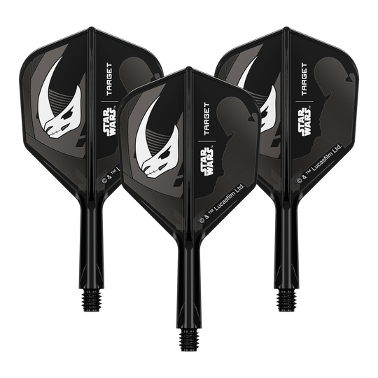 Target Star Wars K-Flex Set Mandalorian nr. 6 Flights Auf dem Produkt ist eine Mandalorianer-Rüstung aus Star Wars abgebildet. Es handelt sich um einen weiteren No6 Flights 19 mm Dart-Flügel.