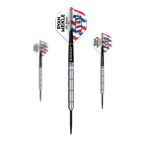 Missie Ryan Meikle The Barber Steeldarts - 23g Mission Ryan Meikle The Barber Steeldarts - 23g Set ist zu sehen. Das Produkt wird aus mehreren Perspektiven gezeigt.