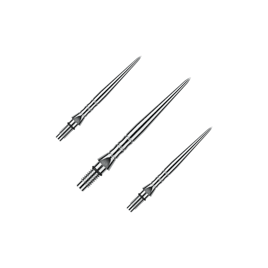Winmau Switch Point Wave stalen dartpunten - Zilverkleurig effect Abgebildet sind Winmau Switch Point Wave Silver Effect Steeldartspitzen mit 26 mm Länge als Set. Die Steeldartspitzen sind im silbernen Wellendesign gestaltet.