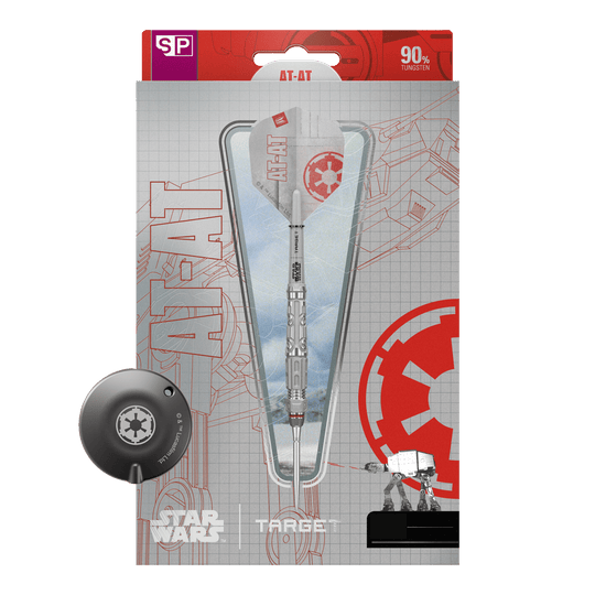 Target Star Wars AT-AT Swiss Point stalen dartpijlen Dieses Bild zeigt die Target Star Wars AT-AT Swiss Point Steeldarts. Die Abbildung präsentiert die besonderen Merkmale der Pfeile.