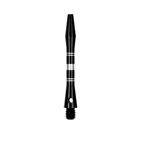 Geringde aluminium assen - Zwart Zilver Das Bild zeigt Aluminium Shafts in Schwarz und Silber. Das Produkt ist in Nahaufnahme abgebildet.