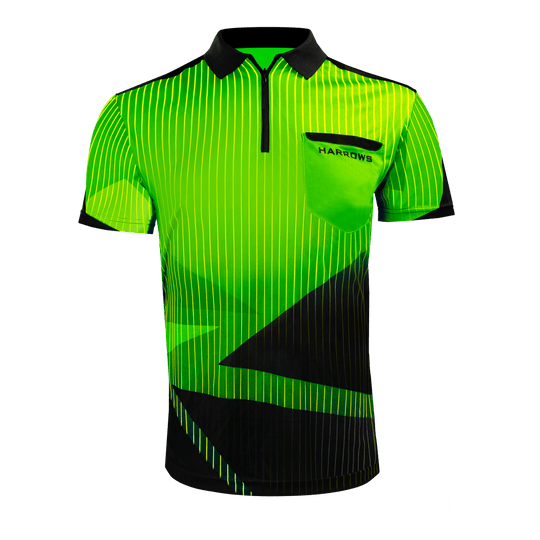 Harrows Shard Dartshirt - Grün Harrows Shard Dartshirt wird als Kleidungsstück präsentiert. Das Polohemd hat einen modernen Schnitt.