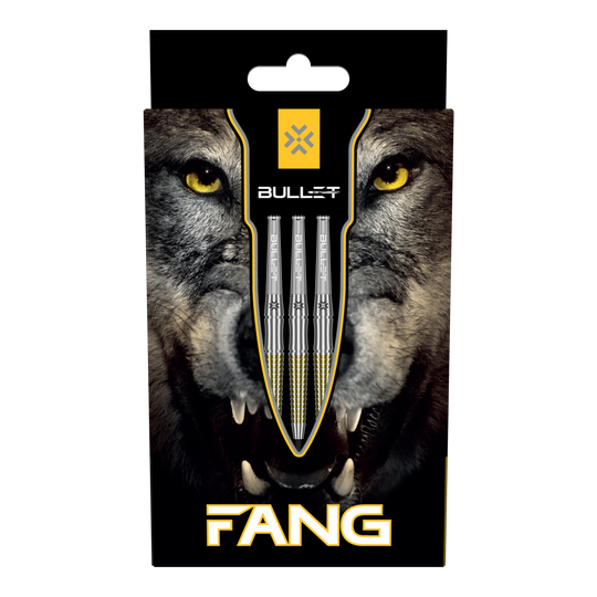Bullet Fang stalen pijltjes Das Bild zeigt die Bullet Fang Steeldarts. Die Steeldarts sind detailliert abgebildet.