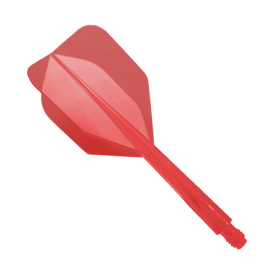 Condor Ax Red Vluchtsysteem Klein - XL - 37,5 mm Das Bild zeigt ein rotes Dartflight-System mit integriertem Schaft. Es handelt sich um das Modell "Condor Axe Red Flight-System Small - XL - 37,5 mm".