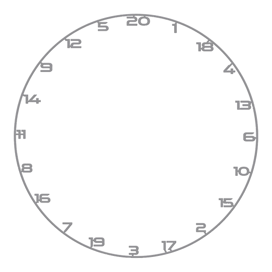 Bullet Dartboard Nummerring Bild mit dem Dateinamen BT1000110_Bullet_Dartboard_Zahlenring_Grau_1. Es ist vermutlich ein grauer Zahlenring für ein Dartboard abgebildet.
